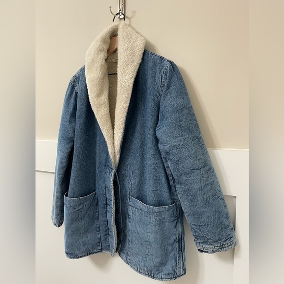 Rolla’s Denim Chambray Blue Sherpa Jacket Size Large - Picture 4 of 12